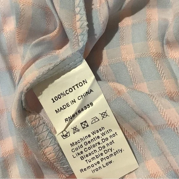 PETAL & PUP Gingham Skirt Faux Wrap Blue Pink Cotton Flowy Maxi 12 L XL - Picture 4 of 5